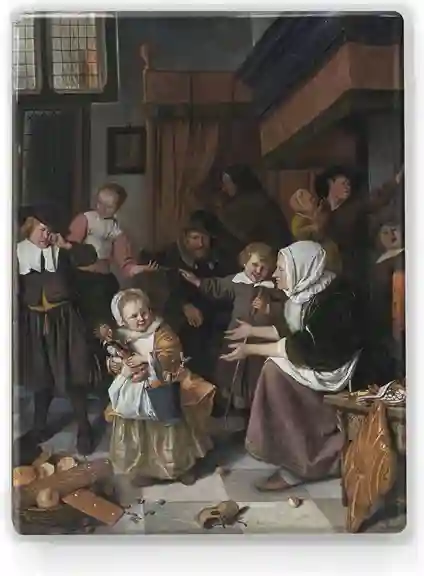 Het Sint-Nicolaasfeest, het schilderij van Jan Steen – 1665-1668